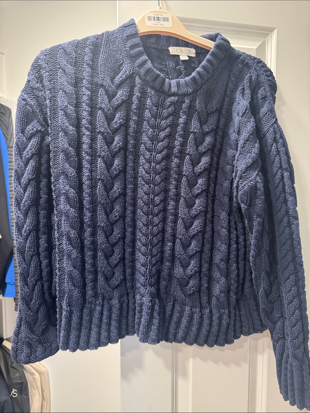 J. Crew Women's Chunky Cable Crewneck Sweater - Navy
